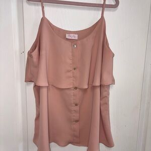 Pink Lily Boutique Blush Pink Ruffle Cold-Shoulder Cami size Medium